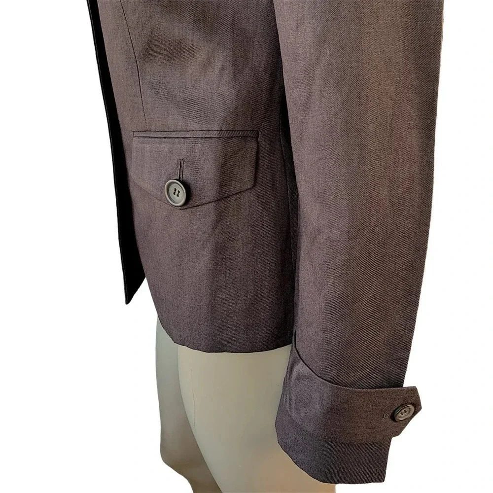 Ann Taylor Loft Linen Blend Tailored Blazer Buttoned Down Jacket Size 2 Brown - Picture 8 of 15